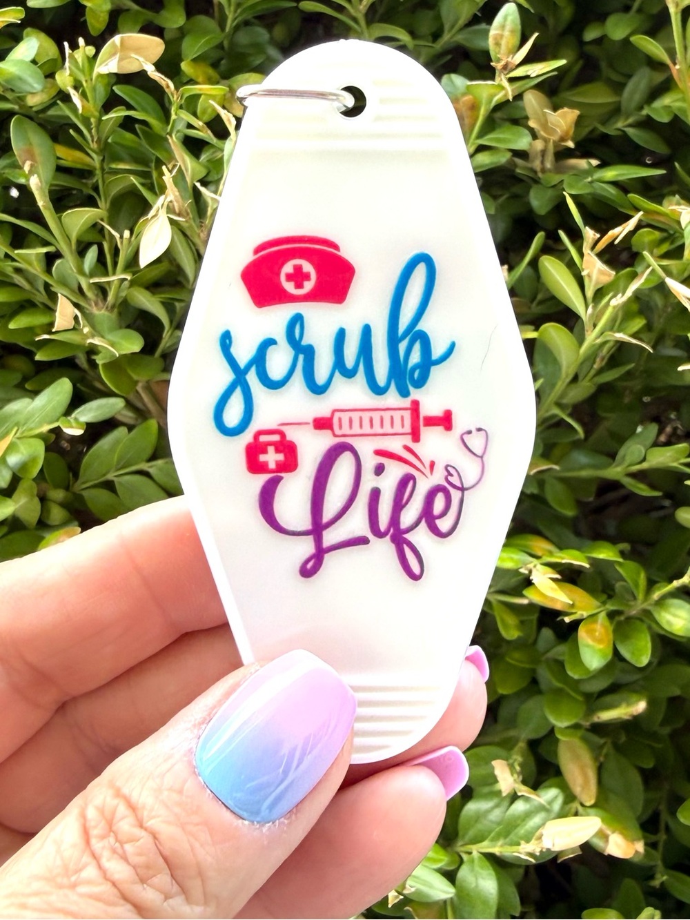 Vintage style motel key 3.5” keychain scrub life nurse gift idea